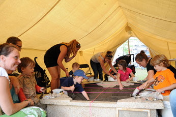Under the tent